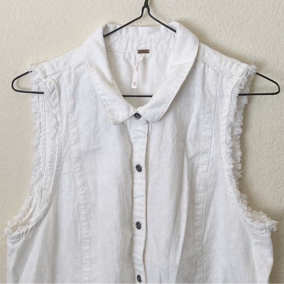 Free People Vest Top Linen Button Front - Picture 2 of 7